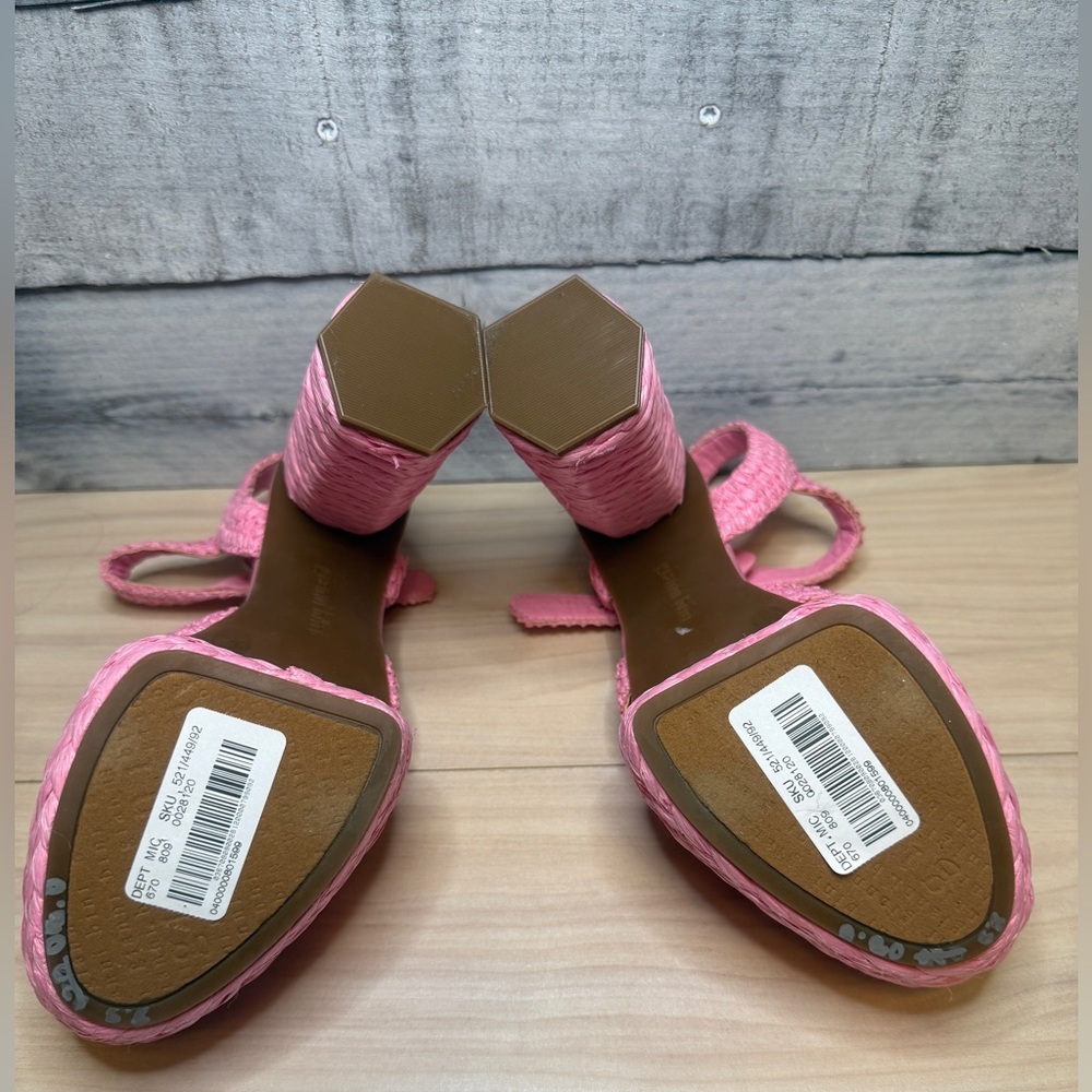 GIANNI BINI PELLE NWOB RAFFIA Pink Woven Platform Sandals - Picture 9 of 9